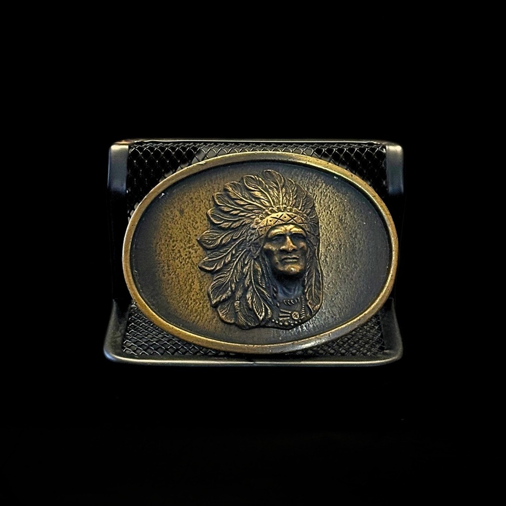 Vintage Native American Chief Belt Buckle • USA Made • Western Boho